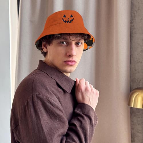 Bucket Hat for Men Women Funny Holiday Fishing Hat Cute Fisherman Cap - color: H-pumpkin
