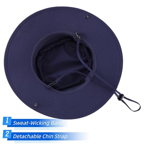 Connectyle Sun Hat for Men Women Outdoor UV Protection Safari Hat for Fishing Hiking Gardening Breathable Cowboy Hat UPF50 - color: Navy Blue