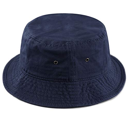 Cotton Bucket Hat Packable Sun Hat – Unisex Summer Travel Beach Fisherman Hat for Men Women Outdoor Fishing Hiking - color: Navy, size: Small-Medium