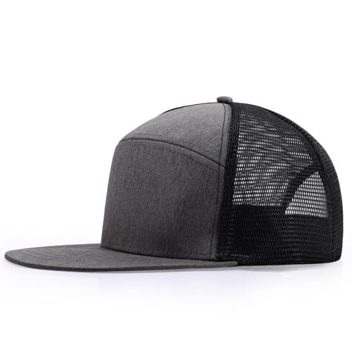 LiuSuper Men's Flat Brim Hat Adjustable Baseball Cap Water-Resistance Performance Snapback Hat Sport Cap for Men - color: Dark Grey