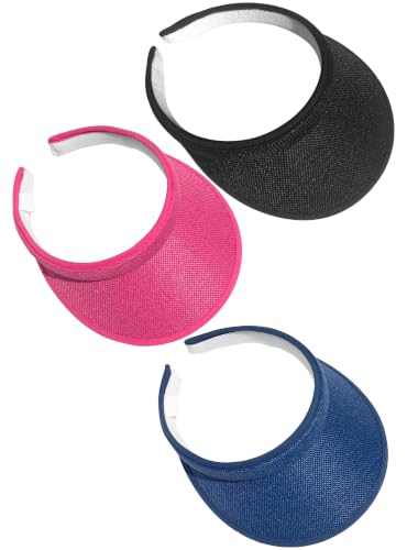 3 Pieces Clip On Visors Women Men Visor Outdoor Sports Golf Hat - color: Black, Rose, Navy