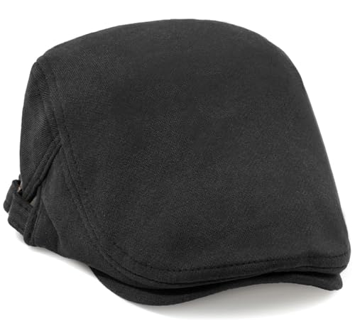 Men's Cotton Newsboy Hats Flat Ivy Gatsby Cap Irish Cabbie Ivy Driving Hunting Hat - color: Black