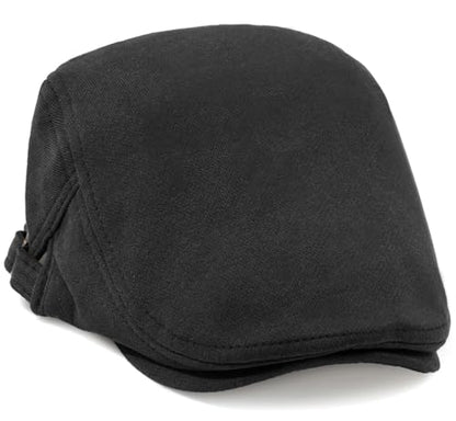 Men's Cotton Newsboy Hats Flat Ivy Gatsby Cap Irish Cabbie Ivy Driving Hunting Hat - color: Black