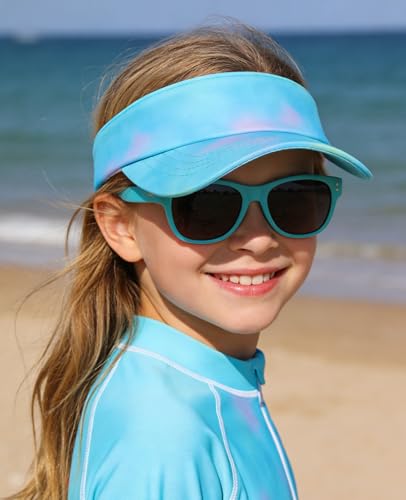 Kids Sun Visor Hat for Girls Boys Lightweight Quick Drying Summer Sports Hat for Runninig Tennis Golf Age 3-14 - color: Gradient Blue-green, size: 8-14 Years