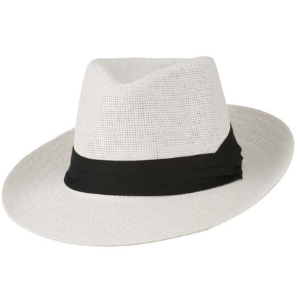 Jeanne Simmons Men's Large Brim Fedora Hat - color: White, size: X-Large