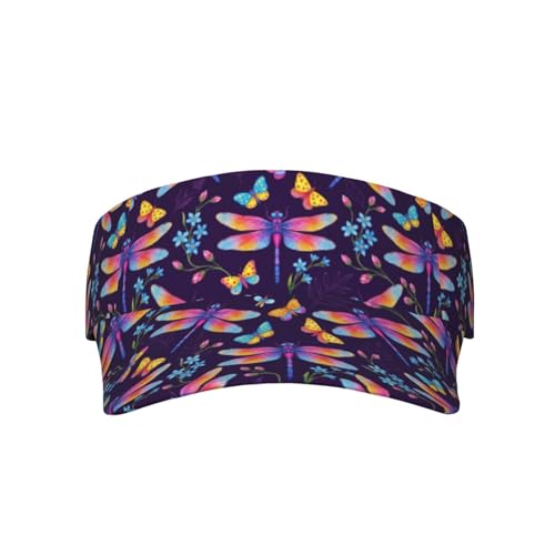 Funny Adjustable Sport Sun Visor Hat for Women Men - color: Dragonfly Garden Purple