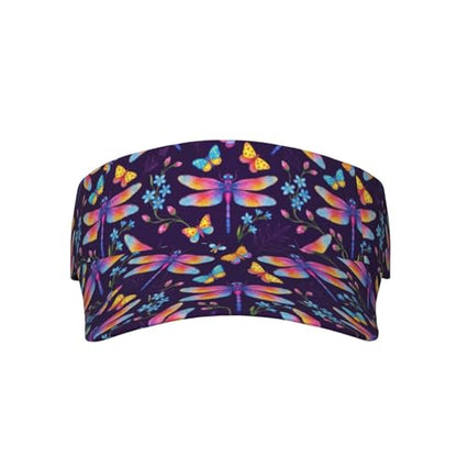 Funny Adjustable Sport Sun Visor Hat for Women Men - color: Dragonfly Garden Purple