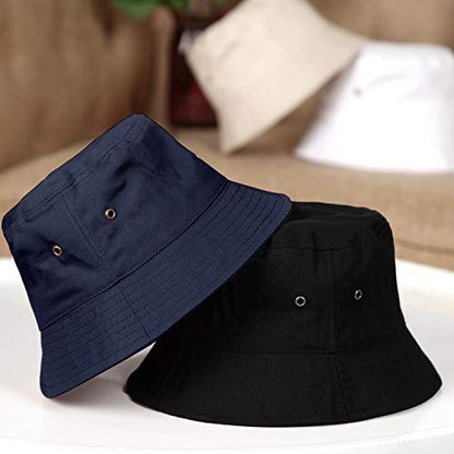 SATINIOR 4 Pcs Bucket Hat Summer Cotton - color: Black, White, Navy Blue, Army Green, size: Large