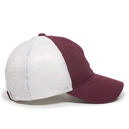 Outdoor Cap Garment Washed Meshback Cap - color: Burgundy/White