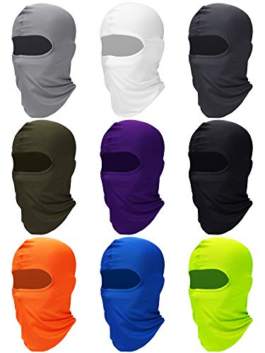 SATINIOR 9 Pcs Ski Mask Men Balaclava Pasa Montañas para Hombre Hood Protection Full Face Cover Cooling Neck Gaiter Bandana - color: Solid Colors