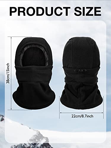 Geyoga Winter Fleece Balaclava Hat for Men Women Full Face Covering Scarf Hood Ski Mask with Drawstring - color: Grey, Black