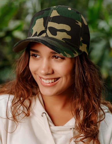 Edoneery Baseball Cap for Men and Women, Low Profile Washed Cotton Dad Hat - color: Camo