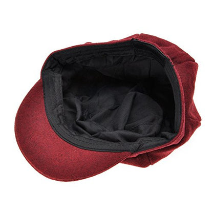 ZLYC Women Classic Newsboy Cap Visor 8 Panel Gatsby Cabbie Paperboy Hat - color: Burgundy