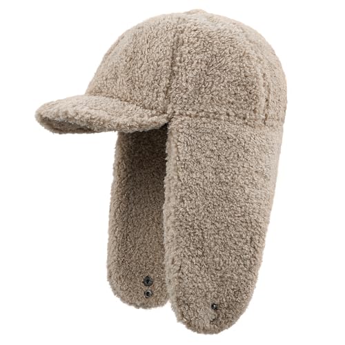 Clakllie Snow Trapper Trooper Hat with Ear Flap for Skiing Women's Ushanka Warm Winter Hat - color: Cdus-ddkp02-brown