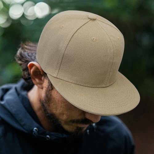 Snapback Hat Flat Bill Visor Hats Adjustable Hip Hop Baseball Cap for Women Men - color: Beige