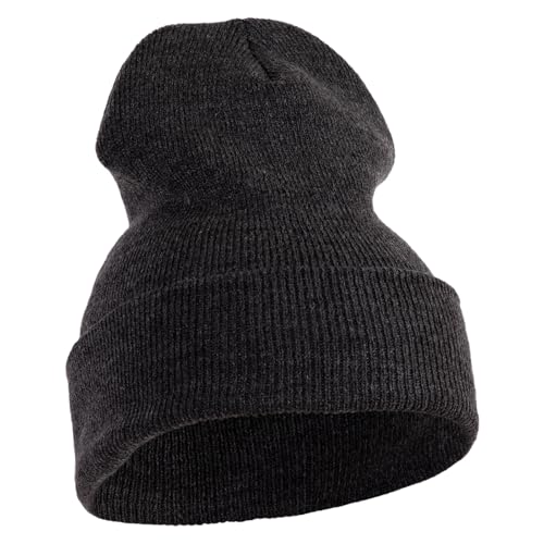 e4Hats.com 12 inch Cuffed Knit Long Beanie - color: Dk Grey