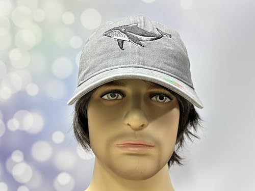 Adjustable Embroidery Hat for Men Women, Gift Baseball Cap for Adult - color: Whale (Washed Grey)