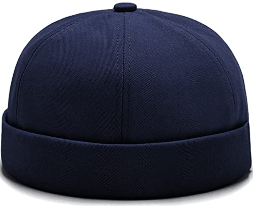 Glamorstar Dome Brimless Hats for Women Men Sailor Docker Beanie Cap Hip Hop Hats - color: Navy