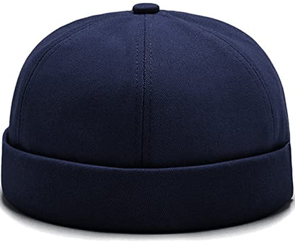 Glamorstar Dome Brimless Hats for Women Men Sailor Docker Beanie Cap Hip Hop Hats - color: Navy