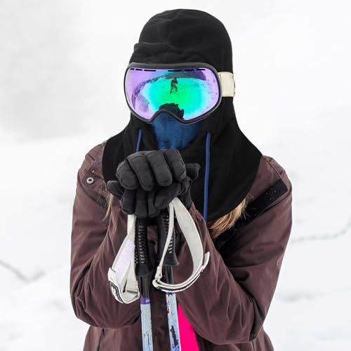 Achiou Ski Mask, Winter Balaclava Warm Windproof Face Cover Men Women - color: Black