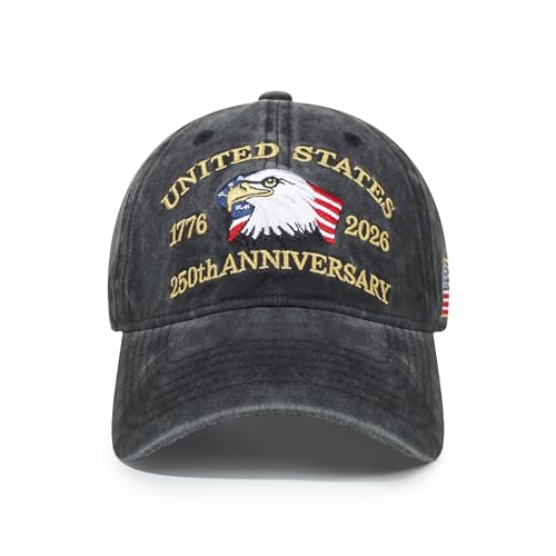 USA 250th Anniversary Baseball Cap Patriotic Embroidered American Hat - color: 1-black