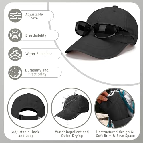 ZOORON Soft Brim Baseball Cap Low Profile Unstructured Dad Hat, Adjustable Washer Friendly Sport Hats for Golf Running - color: 1pack-black
