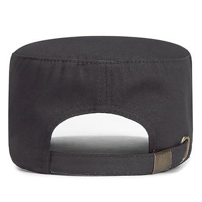 Men's Military Cadet Hat Flat Top Newsboy Cap - color: Grey