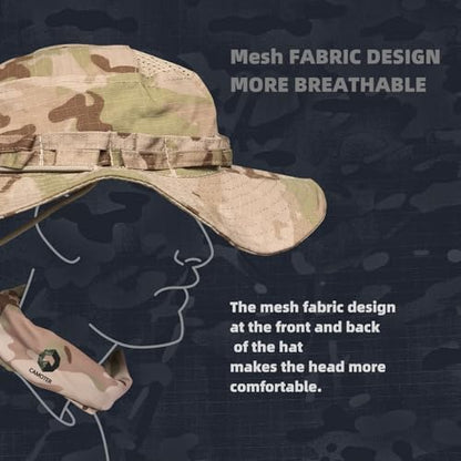 Camo Boonie Sun Hat with Face Mask UV Protection Fishing Hat Bucket Hat for Hunting Hiking Military Tactical Safari - color: Camo Cp Desert