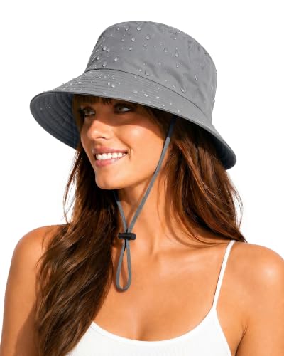 Water-Resistant UPF 50+ Sun Bucket Hat Packable Brimmed for Women Men - color: Grey