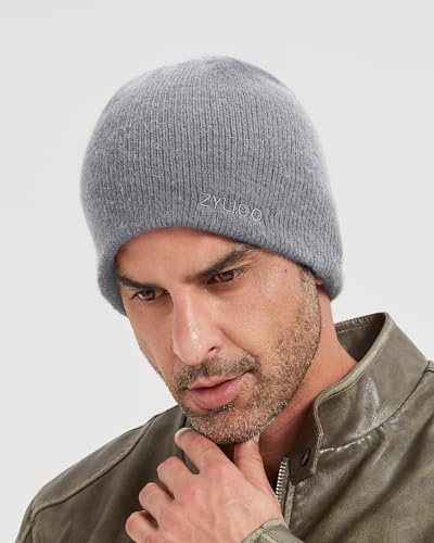 Zylioo XXL XL L Reversible Beanie for Big Heads Men Women, Winter Knit Hat - color: 2*black/Gray+1*black/Navy, size: Medium-Large