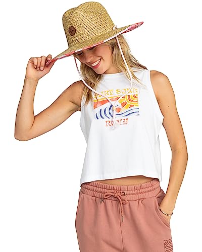 Roxy Womens Pina to My Colada Straw Hat - color: Pale Dogwood Lhibiscus, size: Medium-Large