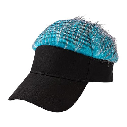 Mens Novelty Sun Visor Beach Hat Short Hair Wigs UV Protection Adjustable Golf Dad Cap Funny Hip Hop Rave Party Trucker Hat - color: Green & White