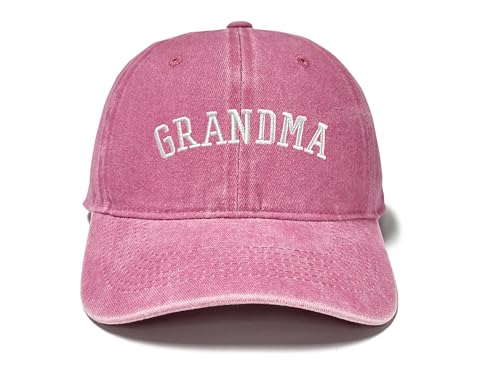 Family Titles Baseball Hat for Grandparents Parents, Relatives Gift - color: Grandma (Washed Pink)