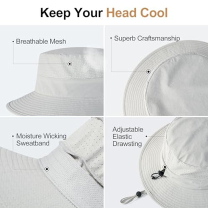 VOBOOM Unisex Wide Brim UV Protection Fishing Sun Hat - color: Grey