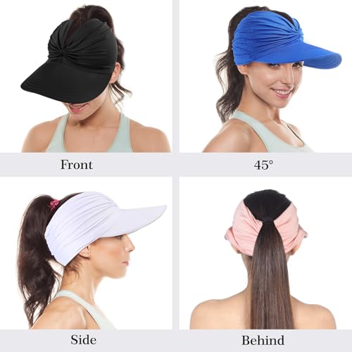 Sun Hats for Women, Wide Brim UV Protection Foldable Sun Visor Hats, UPF50+ - color: White