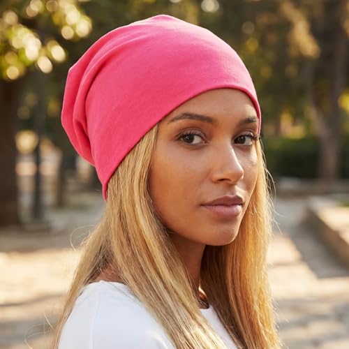 Bohend Bohemian Beanie Hats Headwear Cap Stretch Non Slip Bandanas Sleep Turbans Hats for Women Men Close top Head Covering - style: Pure Color Style