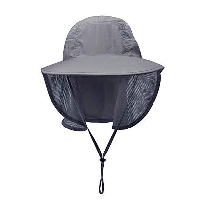 Unisex Outdoor Activities UV Protecting Sun Hats with Neck Flap - color: Black-grey
