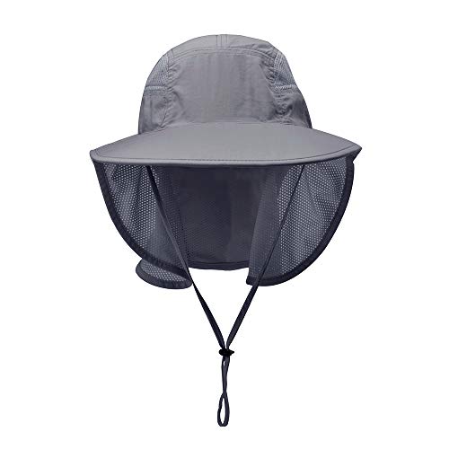 Unisex Outdoor Activities UV Protecting Sun Hats with Neck Flap - color: Black-grey