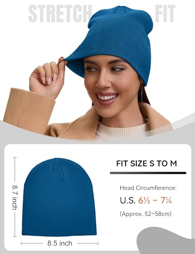 vidsel 100% Cotton Beanie Hat for Men Women, Soft Cuffless Knit Skull Cap - color: 1pc-blue