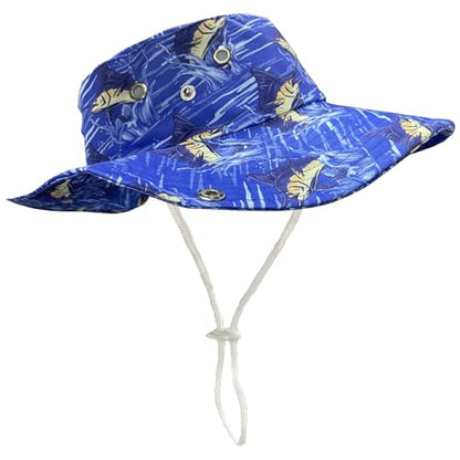 Funny Sun Hat for Men Women Wide Brim Bucket Hat Hiking Boonie Hat Summer Beach Fishing Caps - color: Marlin Fish