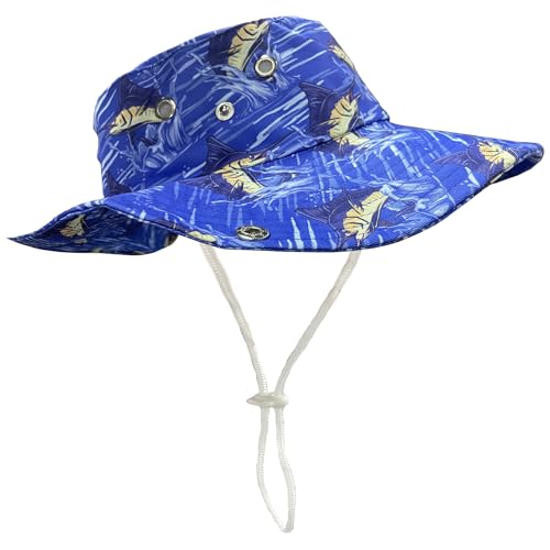 Funny Sun Hat for Men Women Wide Brim Bucket Hat Hiking Boonie Hat Summer Beach Fishing Caps - color: Marlin Fish