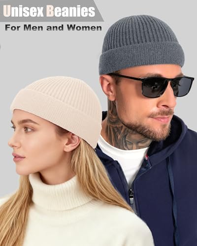 ROYBENS Swag Wool Short Beanie for Men Women, Fleece Lined Warm Winter Hat - color: 1pcs-beige
