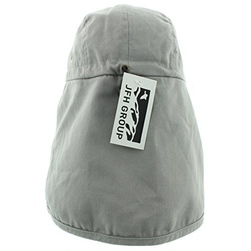 JFH 4 Panel Adjustable Outdoors Fishing Cap with Ear and Neck Flap Sun Cover Unisex - color: Gray