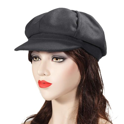 ZLYC Women Classic Newsboy Cap Visor 8 Panel Gatsby Cabbie Paperboy Hat - color: Dark Gray