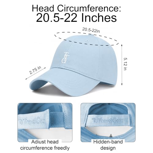 Kids Washed Cotton Baseball Cap, Unstructured Adjustable Toddler Hat for Boys & Girls - color: Sky Blue