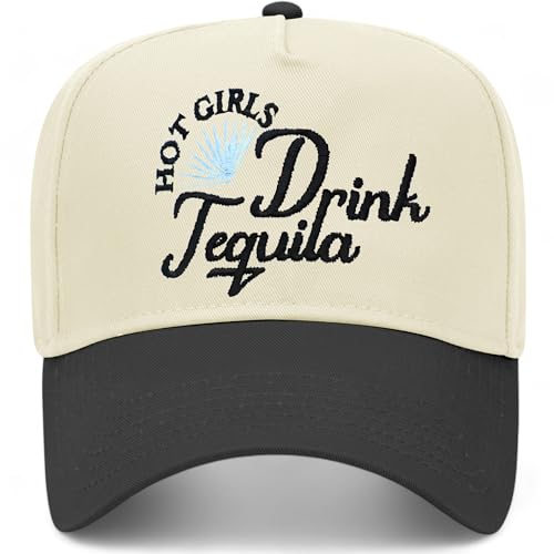 Hot Girls Drink Tequila Hat | Perfect-Fitting Unisex Vintage Trucker Hat Suitable for Every Occasion - color: Black/Natural