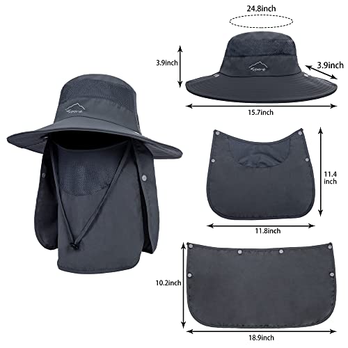 Wide Brim Fishing Sun Hat with Face Cover & Neck for Women Men Summer Beach Hiking UV Protection