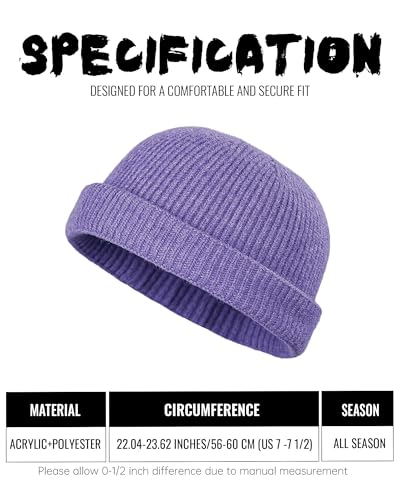 Croogo Brimless Hat Beanie Docker Cap Rolled Cuff Worker Sailor Skullcap - color: Ct47-purple