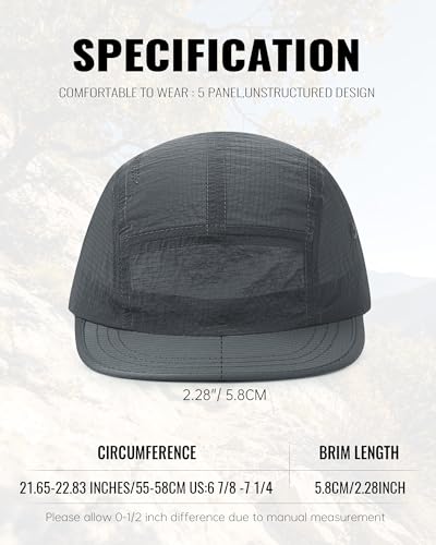 Croogo Short Brim Baseball Cap Flat Bill 5 Panel Hat Mesh Quick Drying Caps - color: Grey