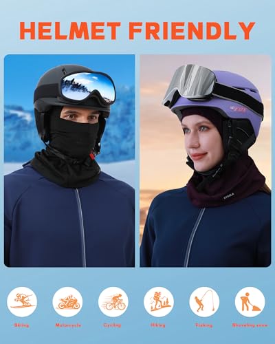 Winter Balaclava Ski Mask for Men Women Thermal Face Mask Breathable Face Cover for Cold Weather Motorcycle Snowboard - color: Black+purple(with Breath Hole)
